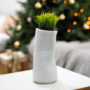 CUB6509WT - White Formed <b>Vase</b> - 9" H - Product Image 6