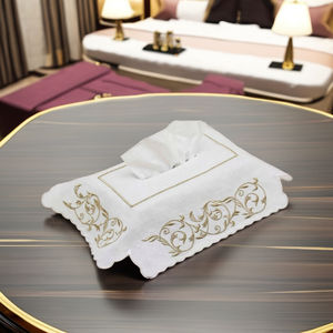 Haute qualité 100% coton blanc Rectangle boîte à mouchoirs couverture broderie or laisser Vintage Design pour la maison hôtel voiture décoration - Product Image 4