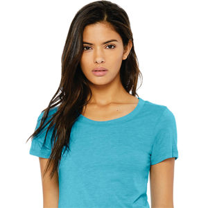T-Shirt manches courtes femme 50% Polyester 25% Airlume en coton peigné et anneau 25% rayonne 40 simple 3.8 oz Aqua Triblend - Product Image 4