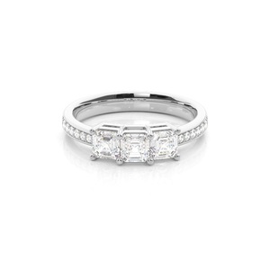 Présentation de la tradition avec un poids de pavé de 0.90 carats, taille fine Asscher, trois pierres cultivées en laboratoire, diamant pour mariage nuptial - Product Image 4