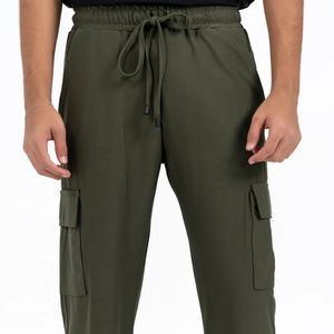Pantalon de survêtement Cargo personnalisable pour hommes de haute qualité olive coupe ample taille moyenne motif droit léger plat direct décontracté - Product Image 2