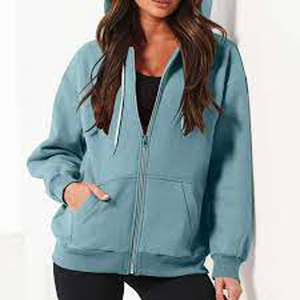 Sweat à capuche confortable en coton pour filles, style bomber slim tendance, motif animal, mode hiver, séchage rapide, fermeture éclair rembourrée - Product Image 1