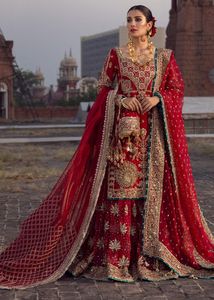 Stylish <b>Kurta</b> Lehenga Dress with Heavy Embroidery Beautiful Beaded Crystal Glass Stones Dabka Work Style Made of <b>Silk</b> - Product Image 2