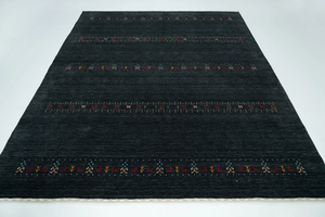 Alfombra Gabbeh de Lana Negra Hecha a Mano con Diseño Tribal para Sala de Estar, Dormitorio, Decoración Moderna y Minimalista para el Hogar - Product Image 2