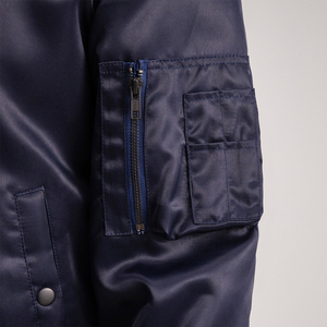 Blouson aviateur noir bleu marine zippé vêtements d'extérieur légers avec poche sur les manches doublure intérieure douce col côtelé poignets ourlet veste décontractée - Product Image 3