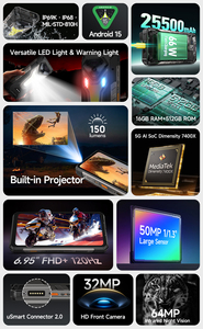 Ulefone Armor 34 PRO Plus 16+512GB แบตเตอรี่ 25500mAh ชาร์จเร็ว 66W กล้อง 64MP รองรับ 5G มาตรฐานกันน้ำ IP68 โทรศัพท์มือถือที่ทนทานพร้อมโปรเจคเตอร์ - Product Image 2