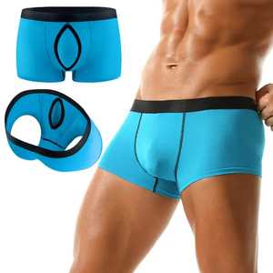 Men's High-Rise Boxer Briefs Comfortable Soft Cotton Polyester <b>Spandex</b> Custom Logo Breathable Patterned Letters Pakistan - Product Image 2