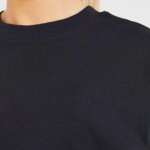 Camiseta de gran tamaño negra de alta calidad para mujer, camiseta de manga corta de diseñador súper suave y ligera, camiseta de entrenamiento de Yoga para gimnasio de ajuste relajado - Product Image 5