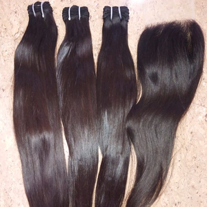8 pulgadas virgen indio Remy cierres de cabello sedoso recto brillante sensación de la mano suave máquina doble trama toda la extensión del cabello humano - Product Image 2
