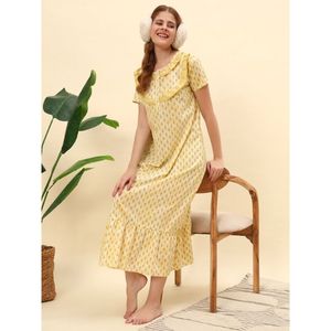 Camisón de Mujer 100% Algodón con Encaje, Estilo Victoriano, Estampado Floral Elegante, para Primavera y Verano - Product Image 1