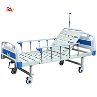 Lit d'hôpital manuel avec matelas, dossier réglable, barrières latérales, roulettes, acier laminé à froid, garantie 1 an, lit médical pour soins infirmiers