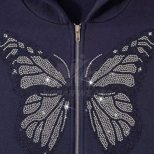 Sweats à capuche pour hommes durables avec strass, style streetwear brillant, logo personnalisé, marque privée, sweats à capuche pour hommes avec strass de signature - Product Image 6