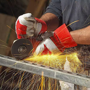 ถุงมือทำงานหนังวัวแบบแยกนิ้วถุงมือทำงานแบบปีกนิ้วมีปีกป้องกันมือสำหรับงานหนัก - Product Image 5