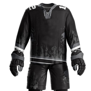 Matériel de qualité supérieure Prix bon marché Kits d'équipe de hockey sur glace personnalisés Tissu respirant à séchage rapide 100% polyester Uniformes de hockey sur glace - Product Image 4