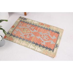 พรมคิลิมตุรกีวินเทจ ขนาด 2.1x3.2 ฟุต สีส้ม ลายต้นไม้และพืชขนาดเล็ก ทำจากขนสัตว์ - Product Image 1