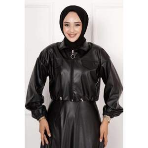 Ensemble 2 pièces jupe en cuir noir - Product Image 4