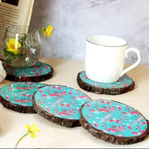 Juego de Posavasos de Madera Maciza Natural, Estilo Bohemio, Ecológico, Hecho a Mano, con Superficie Lisa para el Hogar, Oficina, Escritorio, Bajo Costo - Product Image 1