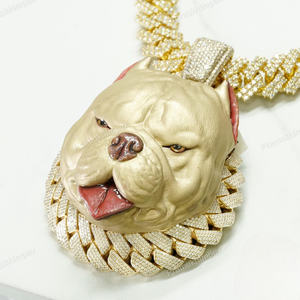 Colgante personalizable de Plata de Ley 925 con cara de perro ajuste de mano Hiphop VVS Moissanite colgante Hip Hop colgante para rapero - Product Image 4