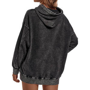 Orange Sun Fade Pullover Mujer 100% Algodón Washed Hoodie Vintage Heavyweight Distressed Acid Wash Regular Hoodie Wash Hoodies - Product Image 2