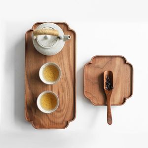 B00ST SERVING Plateau de service en bois rectangulaire de haute qualité pour la nourriture Petit déjeuner Dessert Plateau en bois d'acacia avec poignée en métal - Product Image 6