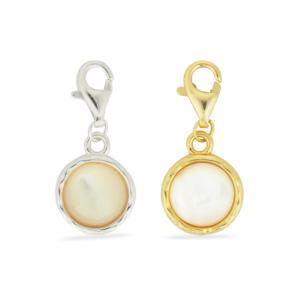 จี้มุกมิลานขนาด 8 มม. - จี้สแตนเลสสไตล์โบฮีเมียนฝังอาเกต - Product Image 1