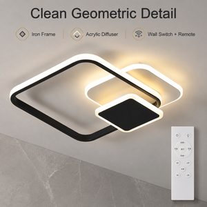 Lámpara de Techo Cuadrada Moderna de Hierro y Acrílico, Regulable, Tricolor, con Control Remoto, para Sala de Estar, Dormitorio, Interior - Product Image 4