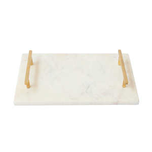 Plateau de service en marbre blanc de qualité supérieure avec poignée en laiton pour table à manger de cuisine et décoration de la maison du fournisseur indien - Product Image 6