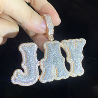 Collier pendentif lettre en cuivre CZ OEM d'usine, breloque alphabet DIY, bijoux hip-hop glacés pour acheteurs Etsy, cadeau personnalisé