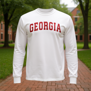 Maglietta a Maniche Lunghe Georgia, Girocollo in Cotone, Unisex per Adulti, Stile Vintage Atletico - Product Image 3