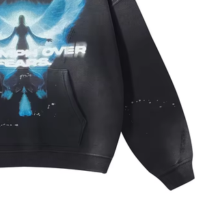 Sudadera con Capucha para Hombre, de Algodón 100%, con Estampado DTF, Corte Regular, Estilo Hip Hop, para Invierno, Precio Económico, Alta Calidad, MOQ Bajo, Logotipo Personalizado, Ropa Urbana - Product Image 3