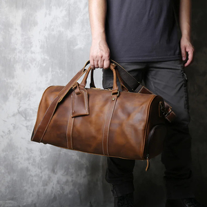 Leather Duffel Bag Weekender Travel Bag with Zipper Closure Brown Durable Design - Product Image 2