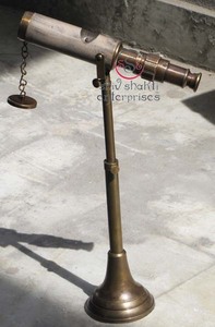 กล้องโทรทรรศน์แบบตั้งโต๊ะสำหรับตกแต่งทำจากทองเหลือง, กล้องโทรทรรศน์แบบสะท้อนแสงทำจากทองเหลืองทำจากหนังทะเล - Product Image 2