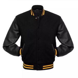Custom Logo Varsity <strong>Jacket</strong> <strong>Leather</strong> Sleeves <strong>Embroidery</strong> <strong>Black</strong> Couple College Baseball Men's <strong>Jacket</strong> Letterman Varisty <strong>Jacket</strong>
