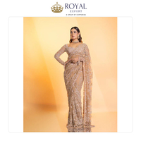 Vente en gros de vêtements indiens de créateur de qualité supérieure pour mariage, tissu en filet doux avec broderie et sequins.