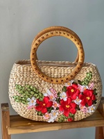 Sac à main en paille de jacinthe d'eau 100% naturel fait à la main en usine au Vietnam, sac à main féminin en herbe de mer avec un joli nœud