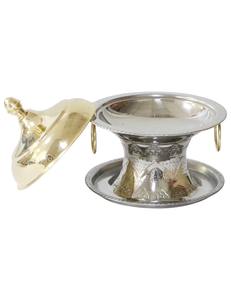 Cuenco de Metal Pulido Hecho a Mano con Diseño Árabe Islámico para Servir Dátiles, Decoración de Mesa para Ramadán Kareem, Plato de Lujo para Servir Frutas Secas en el Hogar - Product Image 1