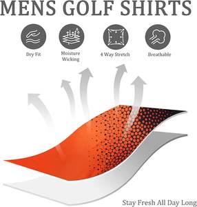 เสื้อโปโลแขนสั้นสำหรับผู้ชายพิมพ์ลายคอลลาเรดกันยับกันความชื้นสำหรับเล่นกอล์ฟ - Product Image 5