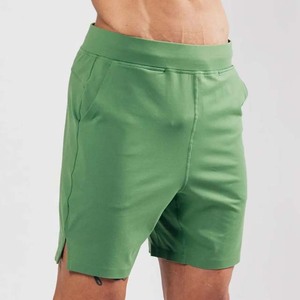 Short de basket-ball personnalisé pour hommes 100% coton polyester motif solide taille haute short de jogging avec cordon de serrage - Product Image 3