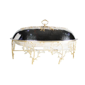 Decorative Laser Engraved Wooden <b>Hot</b> <b>Pot</b> with Hammered Metal Lid High-Quality Casserole for Wedding and Hotel Food Service - Product Image 4