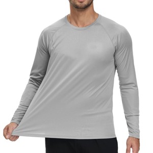 T-Shirt manches longues décontracté de grande taille pour hommes Haut de protection solaire pour extérieur/entraînement Vêtements de style polaire solide - Product Image 2