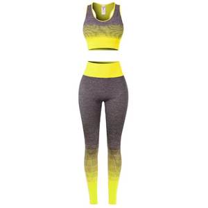 Traje de Yoga de dos piezas de alta calidad 2021, moda de Color degradado para deportes al aire libre, técnicas lavadas, conjunto de Fitness para Yogawear - Product Image 4