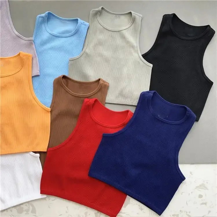 Crop ladies ribbed womens fitness gym crop top tank sleeveless workout sexy women tank tops
