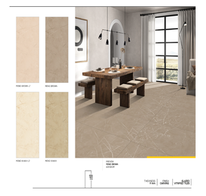 กระเบื้องปูพื้นพอร์ซเลนดีไซน์ทันสมัย ขนาด 600x1200 มม. 60*120 ซม. ผิวด้านเคลือบเงา หนา 8 มม. สำหรับใช้ภายใน จากประเทศอินเดีย - Product Image 1