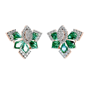 Boucles d'oreilles tendance en or massif 14 carats fin OEM ODM fabricant de bijoux diamant synthétique émeraude cultivé en laboratoire style Hip Hop certifiées IGI - Product Image 1