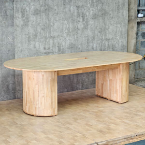 Minimalist Modern <b>Office</b> Furniture 240x120cm Oval Meeting <b>Table</b> BH68011 Made of Rubber Wood for Conference Room Hotel School - Product Image 2