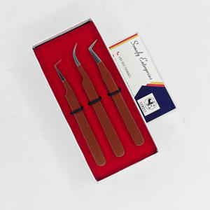 Pince à épiler professionnelle d'extension de cils en acier inoxydable couleur brun foncé avec pointes argentées outil de beauté durable - Product Image 6