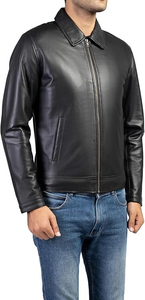 Chaqueta de motocicleta a prueba de viento para hombre personalizable 2025, nueva chaqueta de cuero con cuello levantado a la moda - Product Image 3