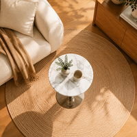 Luxuriöser Umweltfreundlicher Moderner Runder Marmor-Beistelltisch mit Edelstahl-Kugelbasis für Wohnzimmer