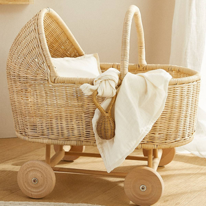 Landau de poupée en rotin tissé à la main le plus vendu-Poussette de poupée bébé écologique et élégante pour les tout-petits et les enfants - Product Image 3