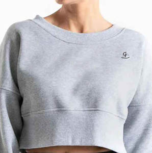 Sudadera de entrenamiento de gimnasio de manga larga recortada personalizable 100% algodón logotipo frontal para ejercicio de invierno - Product Image 1